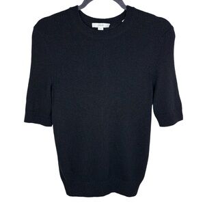 Vince Wool Cashmere Blend Short-Sleeve Sweater Top Womens Size XS Black